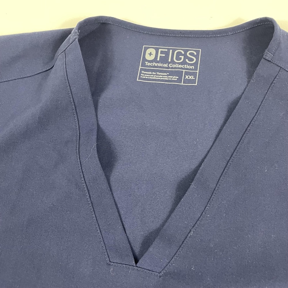FIGS Shirt Womens XXL Blue V-Neck Short Sleeve Technical Scrub Top Medical - Picture 4 of 11